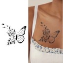 Midlertidig vandtæt tatovering blomst sommerfugl 10 x 10 cm delikat romantisk kropstatovering falsk tatovering med blomstermotiv holdbar midlertidig tatovering i 15 dage 2