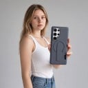 Miękki plastikowy pokrowiec dla Samsung Galaxy S25+ z uchwytem na kartę Przesuwany uchwyt na palec Wsparcie dla ładowania magnetycznego 11