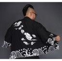 Miesten japanilaiskuvioinen takki - Musta 4