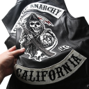Miesten moottoripyöräilijän liivi, jossa on pääkallon painatus ja Sons of Anarchy -teksti, PU-nahkaa, musta, moottoripyöräilyyn ja moottoripyöräilijätyyliin 2