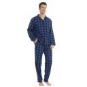 Miesten pyjama pitkähihaisella paidalla ja kauluspantaloonilla Napillinen sulkeminen Puuvilla ja polyesteri Ruudullinen kotipyjama 9