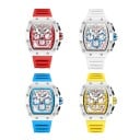 Miesten urheilulliset kvartsikellot ONOLA Skeleton päivämäärällä ja valaisevilla viisareilla Vesitiivis 30 m Kuori 45 x 51 mm Silikonihihna 1
