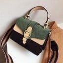 Μικρή γυναικεία τσάντα crossbody για το χέρι και τον ώμο Φαρδύς ριγέ ιμάντας Καπάκι με αγκράφα χρυσού χρώματος PU δέρμα και πολυεστέρας 20 3