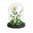 Mikro construção decorativa de lírios brancos 85 x 85 x 106 mm 162 pcs Modelo floral em vaso em caixa transparente Decoração para casa e presente para crianças e adultos 1