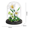Mikro construção decorativa de lírios brancos 85 x 85 x 106 mm 162 pcs Modelo floral em vaso em caixa transparente Decoração para casa e presente para crianças e adultos 2