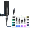 Mikser audio Fifine AmpliGame SC3W 4 kanały z wejściem XLR RGB podświetlenie 48V zasilanie phantom dla podcastów gier i streamingu 1