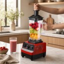 Mikser stołowy 2 w 1 2000 W Z dużym pojemnikiem i młynkiem do suchych surowców Regulacja prędkości Czerwony Do smoothie i napojów mrożonych Robot 10