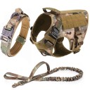 Militär hundsele, halsband och koppel Set Slitstark justerbar kardborreband för hundträningsväst Andas sele med handtag 7
