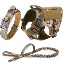 Militär hundsele, halsband och koppel Set Slitstark justerbar kardborreband för hundträningsväst Andas sele med handtag 7