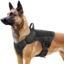 Militär hundsele, halsband och koppel Set Slitstark justerbar kardborreband för hundträningsväst Andas sele med handtag 2