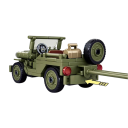 Militärjeep med trailersats 25,5 cm 143 st Armébil med kanon och soldatfigur Andra världskrigets modell Militärsats 3