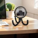 Mini bezlopatkový ventilátor s ohebným držákem na kočárek i stůl USB dobíjení skládací tichý provoz 5