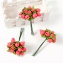 Mini buket af kunstige roser 12 stk dekorative knopper på trådede stilke til bryllupper buket arrangementer kranse og DIY skabelse 7