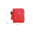 Mini carteira com corações e pompom com estrela 10,7x2x8,3 cm mais de 6 compartimentos bolsa com fecho para moedas fecho longo ao longo da carteira design elegante 3