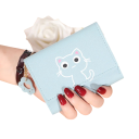 Mini carteira com gatinho animado e patinha da sorte 11,5x9 cm mais de 7 compartimentos janela para foto bolso para notas design fofo 4