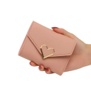 Mini carteira feminina com coração 11x9x1,5 cm elegante e prática com 7 compartimentos para cartões, compartimento transparente para fotos 5