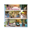 Mini casa de muñecas de madera de 10 x 5,4 x 12,8 cm, kit de bricolaje con luz y muebles, modelo montado a mano, decoración sin pegamento ni pilas 3