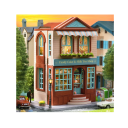 Mini casă de păpuși din lemn 8,4 x 6,8 x 13 cm Model DIY cu lumină și mobilier Kit de construcție asamblat manual Decorațiune fără lipici și baterii 3