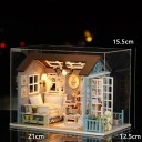 Mini casa delle bambole con cagnolino 21 x 12,5 x 15,5 cm Mini costruzione LED in miniatura con mobili e copertura Modello decorativo illuminato e realistico 2