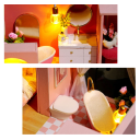 Mini casa delle bambole in legno 24,5 x 20,5 x 15,5 cm Kit di costruzione 3D assemblabile con mobili Fatto a mano Regalo creativo per bambini 4