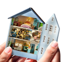 Mini casetta di legno per bambole 10 x 5,4 x 12,8 cm kit fai da te con luce e mobili modello assemblabile a mano decorazione senza colla e batterie 2