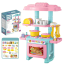 Mini Children's Kitchen Unit 27 x 20 x 12.5 cm DIY Pink and Blue Play Set with Utensils Simulation Cooking Plastic Toy for Girls and Boys Aged 3 Years and Up 1