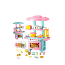 Mini Children's Kitchen Unit 27 x 20 x 12.5 cm DIY Pink and Blue Play Set with Utensils Simulation Cooking Plastic Toy for Girls and Boys Aged 3 Years and Up 2