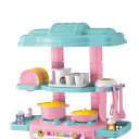 Mini Children's Kitchen Unit 27 x 20 x 12.5 cm DIY Pink and Blue Play Set with Utensils Simulation Cooking Plastic Toy for Girls and Boys Aged 3 Years and Up 3