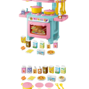 Mini Children's Kitchen Unit 27 x 20 x 12.5 cm DIY Pink and Blue Play Set with Utensils Simulation Cooking Plastic Toy for Girls and Boys Aged 3 Years and Up 4