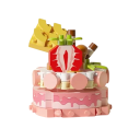 Mini construção decorativa de sobremesa 3D bolo de morango com decoração Blocos de partículas criativas para crianças a partir dos 8 anos e adultos 2