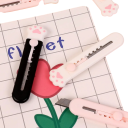 Mini Cutting Knife 9.2 cm with Paw Print Design Pink White Black Colour Cute Office Paper Knife Packaging School Supplies Safe Design 6