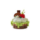 Mini Dessertbausatz 4,65 x 4,65 x 4,7 cm 158 Teile 3D Torte mit grüner Glasur und Obst für Kinder ab 8 Jahren und Erwachsene 2