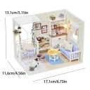 Mini Dollhouse 17.1 x 11.6 x 13.1 cm Miniature LED Building Kit with Furniture Realistic Model with Details Decorative Illuminated Dollhouse 2