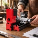 Mini-Drehmaschine für Holz und Metall 12 V 24 W 20000 U/min 28 x 10 x 16 cm Mit Spannzange und Reitstock Schwarz mit roten Elementen Für Modellbauer 5
