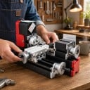 Mini-Drehmaschine für Holz und Metall 12 V 24 W 20000 U/min 28 x 10 x 16 cm Mit Spannzange und Reitstock Schwarz mit roten Elementen Für Modellbauer 3