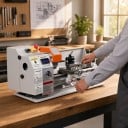 Mini-Drehmaschine für Metall 180 x 400 mm 800 W Bürstenloser Motor Stufenlose Drehzahlregelung Digitale Anzeige Gusseisen HT200 Grau Für die Werkstatt 7