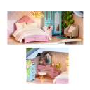 Mini drevený domček pre bábiky 10 x 5,4 x 12,8 cm DIY stavebnica so svetlom a nábytkom Ručne zostaviteľný model Dekorácie bez lepidla a batérií 4