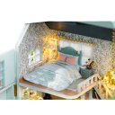 Mini dřevěný domeček pro panenky 8,5 x 6,2 x 9,8 cm DIY model se světlem a nábytkem Ručně sestavitelná miniatura Stavebnice bez lepidla a baterií 4