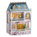 Mini dřevěný domeček pro panenky 8,9 x 6,8 x 13 cm DIY model se světlem a nábytkem Montážní stavebnice Dekorace bez lepidla a baterií Dárek 1