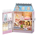 Mini dřevěný domeček pro panenky 8,9 x 6,8 x 13 cm DIY model se světlem a nábytkem Montážní stavebnice Dekorace bez lepidla a baterií Dárek 2