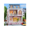 Mini dřevěný domeček pro panenky 8,9 x 6,8 x 13 cm DIY model se světlem a nábytkem Montážní stavebnice Dekorace bez lepidla a baterií Dárek 4