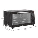 Mini elektrická trouba o objemu 9 l s nastavitelným časovačem do 60 minut a příkonem 750 W v černé barvě s roštem i plechem na pečení 2
