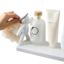 Mini estante de almacenamiento para baño con diseño de dos personajes, organizador para cosméticos, cepillos y artículos diversos. 4