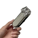 Mini faltbarer Reisehaars comb mit Spiegel 11 x 4 cm Silberner Taschenhaarbürste mit Schleife Luftpolster Massagezähne 2