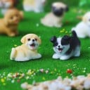 Mini figurka šteniatka Živica Dekoratívny pes pre dioráma mikrosvet modelová krajina park záhrada figúrky dekorácie 2