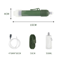 Mini filtro de água para sobrevivência 0,01 micrón com saco de 500ml Tubo de silicone 60cm Purificador de água portátil Camping Caminhadas Viagens 3
