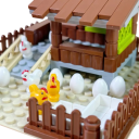 Mini galinheiro 12,5 x 12,5 cm Quintal com galinhas e ovos Brinquedo criativo para crianças Modelo de fazenda para brincar e construir 2