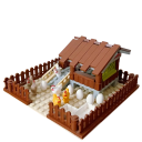 Mini galinheiro 12,5 x 12,5 cm Quintal com galinhas e ovos Brinquedo criativo para crianças Modelo de fazenda para brincar e construir 3
