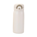 Mini garrafa térmica com tampa hermética 350 ml 17,5 × 6,5 cm Aço inoxidável Garrafa térmica portátil bege para bebidas no trabalho, escola 5