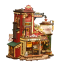 Mini Gift Factory 24.4 x 16.3 x 25.6 cm Wooden Construction Kit with LED Lighting Music and Touch Control Fantasy Workshop DIY Model 3